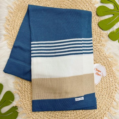 Saída de Maternidade Guilherme - Azul Jeans e Areia com Branco
